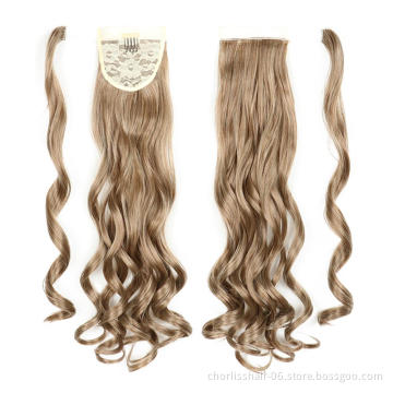 Hot Sale Product Chorliss For Black Afro Curly Ponytail Accessories Wrap Around Kids Synthetic Clip In Ponytail Hair Extension